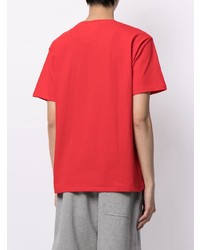 rotes bedrucktes T-Shirt mit einem Rundhalsausschnitt von A Bathing Ape