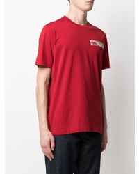 rotes bedrucktes T-Shirt mit einem Rundhalsausschnitt von Z Zegna