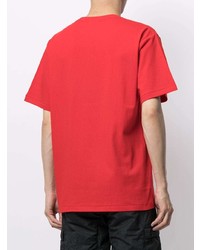 rotes bedrucktes T-Shirt mit einem Rundhalsausschnitt von A Bathing Ape