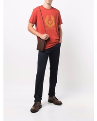 rotes bedrucktes T-Shirt mit einem Rundhalsausschnitt von Belstaff