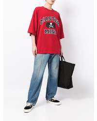 rotes bedrucktes T-Shirt mit einem Rundhalsausschnitt von Mastermind Japan