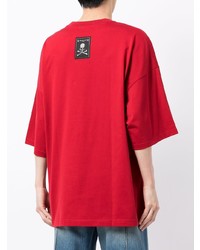 rotes bedrucktes T-Shirt mit einem Rundhalsausschnitt von Mastermind Japan