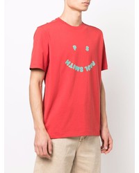 rotes bedrucktes T-Shirt mit einem Rundhalsausschnitt von PS Paul Smith