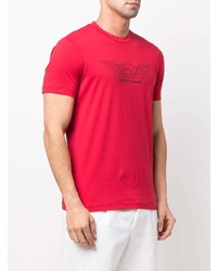 rotes bedrucktes T-Shirt mit einem Rundhalsausschnitt von Emporio Armani