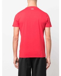 rotes bedrucktes T-Shirt mit einem Rundhalsausschnitt von Karl Lagerfeld