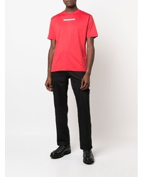 rotes bedrucktes T-Shirt mit einem Rundhalsausschnitt von Stone Island