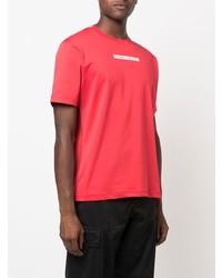 rotes bedrucktes T-Shirt mit einem Rundhalsausschnitt von Stone Island