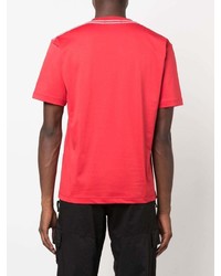 rotes bedrucktes T-Shirt mit einem Rundhalsausschnitt von Stone Island