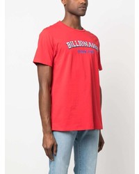 rotes bedrucktes T-Shirt mit einem Rundhalsausschnitt von Billionaire