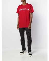 rotes bedrucktes T-Shirt mit einem Rundhalsausschnitt von Mastermind Japan