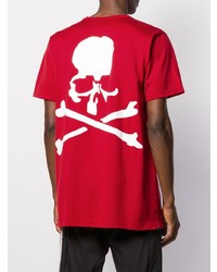 rotes bedrucktes T-Shirt mit einem Rundhalsausschnitt von Mastermind Japan