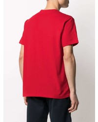 rotes bedrucktes T-Shirt mit einem Rundhalsausschnitt von Woolrich