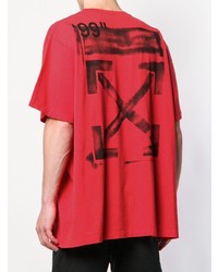 rotes bedrucktes T-Shirt mit einem Rundhalsausschnitt von Off-White