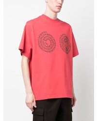 rotes bedrucktes T-Shirt mit einem Rundhalsausschnitt von Jacquemus