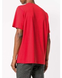 rotes bedrucktes T-Shirt mit einem Rundhalsausschnitt von MSGM