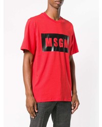 rotes bedrucktes T-Shirt mit einem Rundhalsausschnitt von MSGM