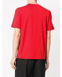 rotes bedrucktes T-Shirt mit einem Rundhalsausschnitt von MSGM