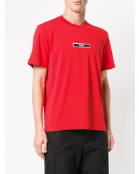 rotes bedrucktes T-Shirt mit einem Rundhalsausschnitt von MSGM