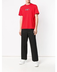 rotes bedrucktes T-Shirt mit einem Rundhalsausschnitt von MSGM