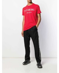 rotes bedrucktes T-Shirt mit einem Rundhalsausschnitt von Iceberg