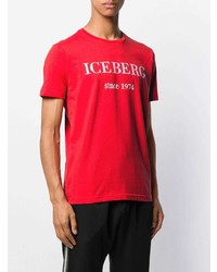 rotes bedrucktes T-Shirt mit einem Rundhalsausschnitt von Iceberg