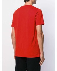 rotes bedrucktes T-Shirt mit einem Rundhalsausschnitt von Diesel