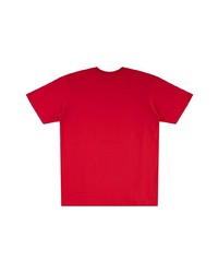 rotes bedrucktes T-Shirt mit einem Rundhalsausschnitt von Supreme