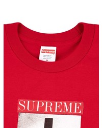 rotes bedrucktes T-Shirt mit einem Rundhalsausschnitt von Supreme