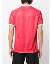 rotes bedrucktes T-Shirt mit einem Rundhalsausschnitt von adidas