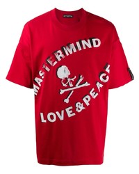 rotes bedrucktes T-Shirt mit einem Rundhalsausschnitt von Mastermind Japan