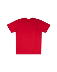 rotes bedrucktes T-Shirt mit einem Rundhalsausschnitt von Supreme