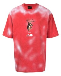 rotes bedrucktes T-Shirt mit einem Rundhalsausschnitt von Mauna Kea