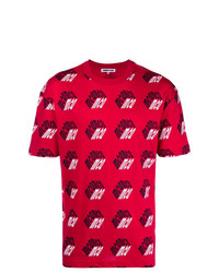 rotes bedrucktes T-Shirt mit einem Rundhalsausschnitt von McQ Alexander McQueen