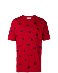 rotes bedrucktes T-Shirt mit einem Rundhalsausschnitt von McQ Alexander McQueen