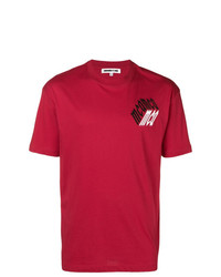 rotes bedrucktes T-Shirt mit einem Rundhalsausschnitt von McQ Alexander McQueen