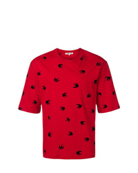 rotes bedrucktes T-Shirt mit einem Rundhalsausschnitt von McQ Alexander McQueen