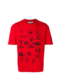 rotes bedrucktes T-Shirt mit einem Rundhalsausschnitt von McQ Alexander McQueen