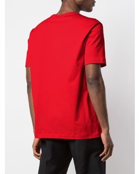 rotes bedrucktes T-Shirt mit einem Rundhalsausschnitt von Versace