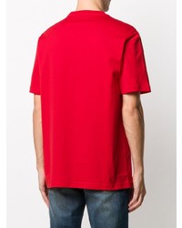 rotes bedrucktes T-Shirt mit einem Rundhalsausschnitt von Versace