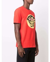 rotes bedrucktes T-Shirt mit einem Rundhalsausschnitt von Versace