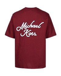 rotes bedrucktes T-Shirt mit einem Rundhalsausschnitt von Michael Kors