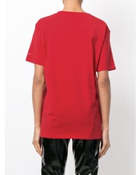 rotes bedrucktes T-Shirt mit einem Rundhalsausschnitt von Marcelo Burlon County of Milan