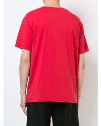 rotes bedrucktes T-Shirt mit einem Rundhalsausschnitt von Marcelo Burlon County of Milan