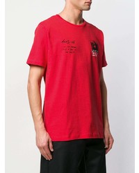 rotes bedrucktes T-Shirt mit einem Rundhalsausschnitt von Off-White