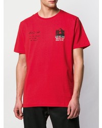 rotes bedrucktes T-Shirt mit einem Rundhalsausschnitt von Off-White