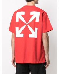 rotes bedrucktes T-Shirt mit einem Rundhalsausschnitt von Off-White