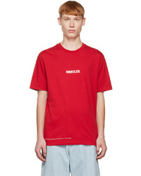rotes bedrucktes T-Shirt mit einem Rundhalsausschnitt von Moncler Genius