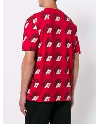 rotes bedrucktes T-Shirt mit einem Rundhalsausschnitt von McQ Alexander McQueen