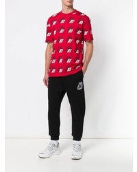 rotes bedrucktes T-Shirt mit einem Rundhalsausschnitt von McQ Alexander McQueen