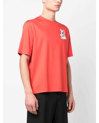 rotes bedrucktes T-Shirt mit einem Rundhalsausschnitt von Lanvin